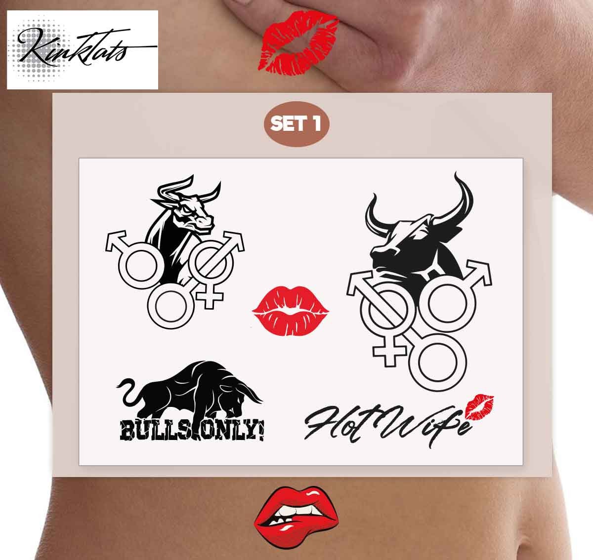 4 Hotwife BWC BULL Temporary Tattoos Alpha Bull Cuckold