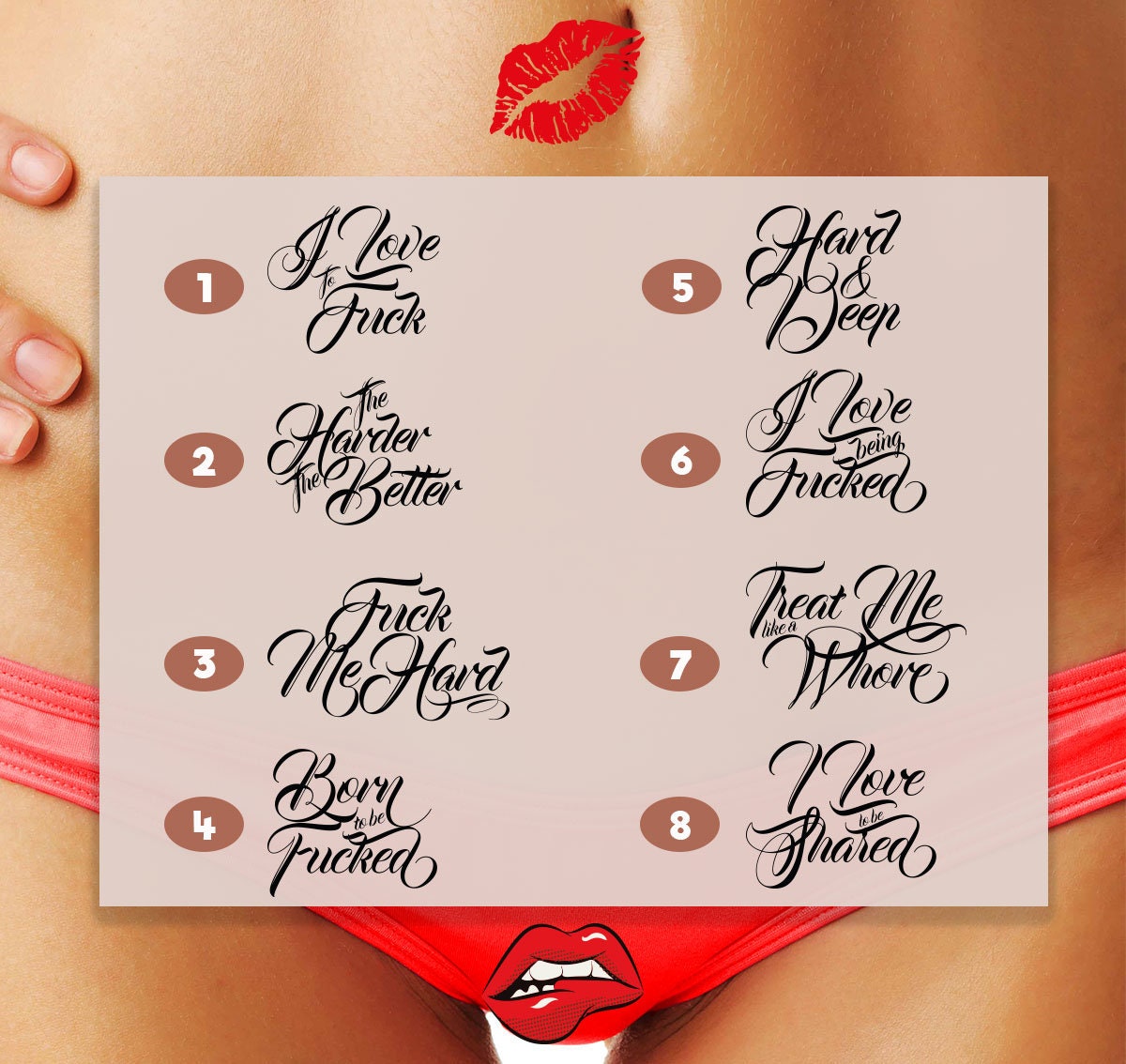 3x Kinky Adult Temporary Tattoos Tramp Stamps Ddlg Bdsm Etsy Uk 