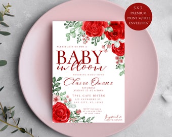 Floral Baby Shower Invitation By Mail, Girl Baby Shower Invitation Printed, Baby Shower Invitation Print By Mail, Premium Printed Invitation