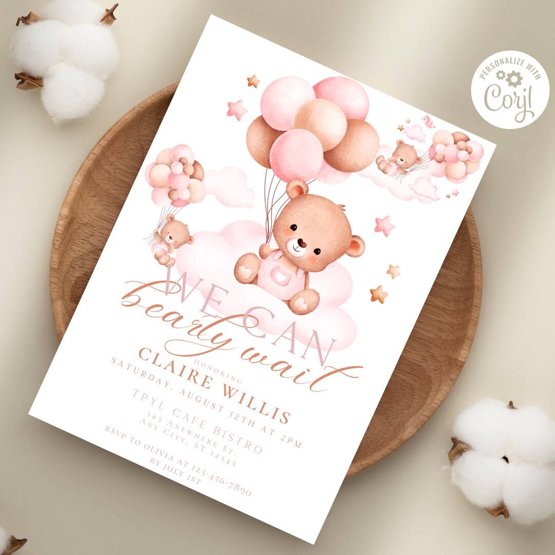 Baby Shower for Girl Invitation Teddy Bear Baby Shower Bear Theme