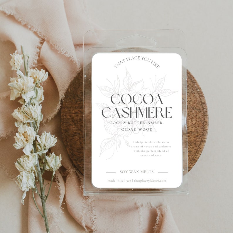 Cocoa Cashmere, Strong Scented Wax Melts, Wax Melts for Warmer, Handmade Soy Wax Melt, Soy Wax Melts, Wax Candle Tart, Candle Bar Melt image 1