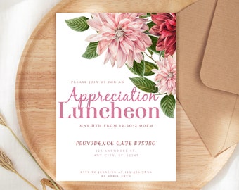 Appreciation Luncheon Invitation, Teacher Appreciation Invitation, Teacher Luncheon Invitation, Nurse Appreciation Luncheon Invitation