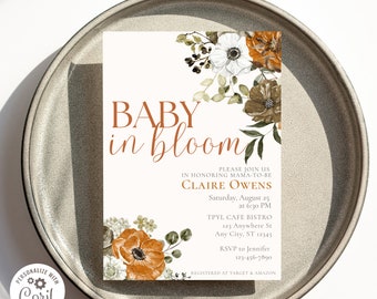 Baby In Bloom Baby Shower Invitation, Wildflower Baby Shower Invitation Download, Floral Baby Shower Invitation, Baby Shower Template