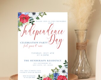 Independence Day Fireworks Celebration Party Digital Invitation 4th of July, July Fourth Party Invitation, Fourth of July Celebration Invite