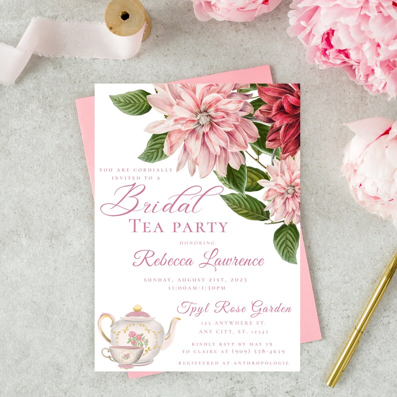 Tea Party Bridal Shower Invitation Bridal Shower Tea Party Etsy