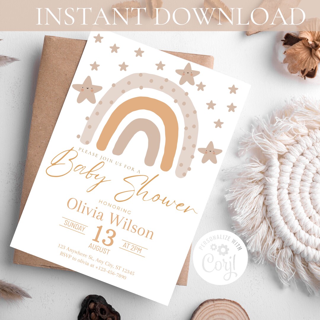 Baby Shower Invitation Rainbow, Baby Shower Evite, Baby Shower