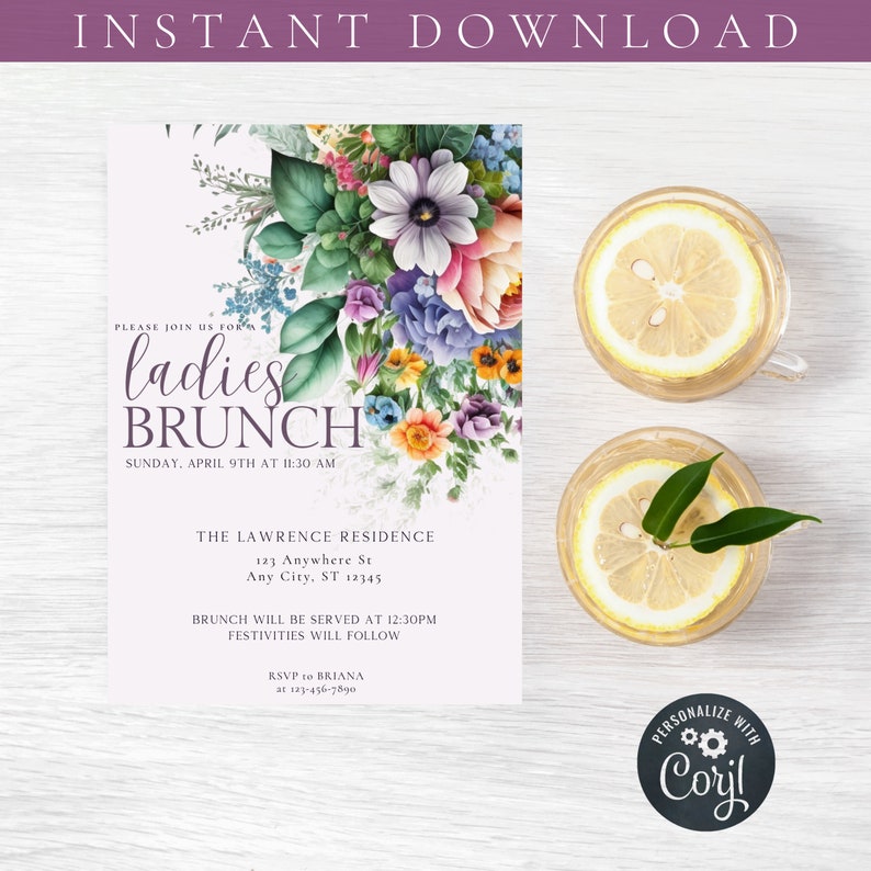 Ladies Brunch Invitation Digital, Mothers Day Brunch Invitation, Ladies Brunch Flyer, Ladies Brunch Invitation, Mother's Day Brunch Digital image 2