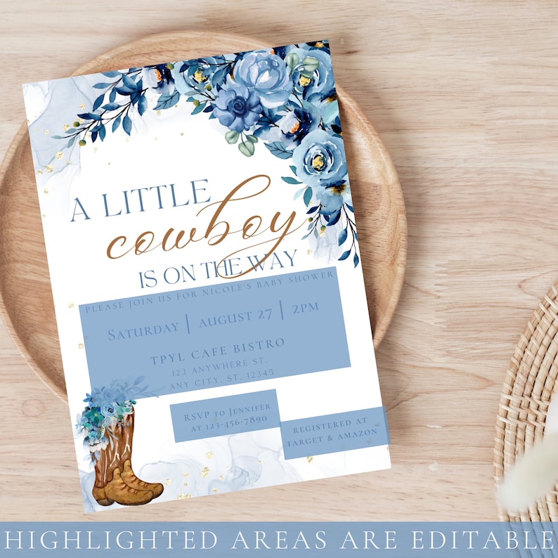 Cowboy Baby Shower Invitation Rodeo Baby Shower Invite Etsy