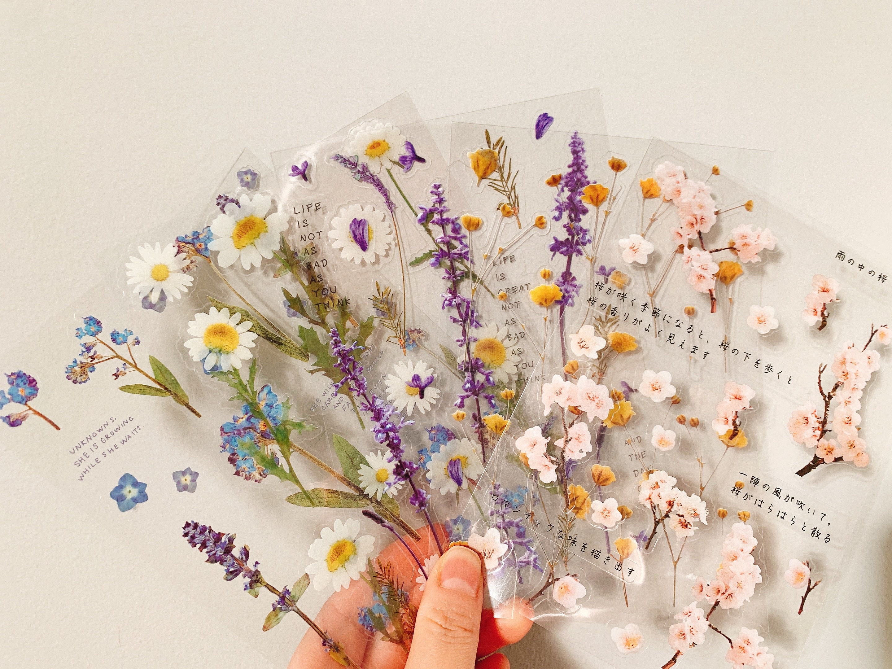 clear flowers sticker sheet die cut floral themed stickers etsy