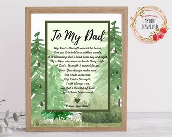 To My Dad Poem, Father's Day Gift, Birthday Gift for Dad, Poem for Dad, Dad Printable, Dad Sign