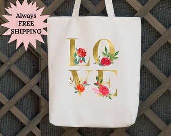 Love Canvas Tote Bag, Christian Tote Bag, Shopping Bag, Eco Friendly Bag, Christian Gift