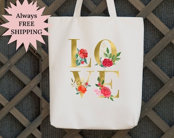 Love Canvas Tote Bag, Christian Tote Bag, Shopping Bag, Eco Friendly Bag, Christian Gift