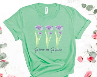 Spring Floral Tee, Grow in Grace Tee, Boho Spring Tee, Christian Boho Floral, Gift for Mom