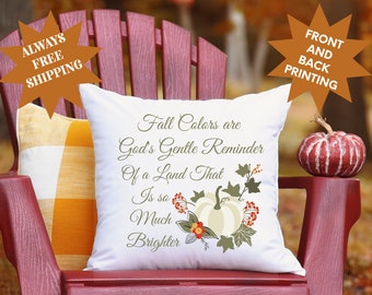 Fall Autumn Square Pillow, Christian Pillow for Home, Pumpkin Pillow, Christian Home Decor, Gift for Fall