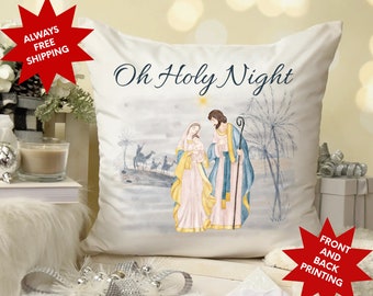 Oh Holy Night Pillow, Nativity Pillow