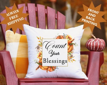 Fall Pillow, Fall Scripture Pillow, Blessings Fall Pillow, Autumn Pillow, Farmhouse Decor, Christian Christmas Gift
