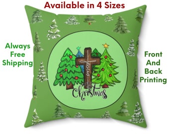 Christmas Tree Pillow, Christian Christmas Pillow, Gift for Home
