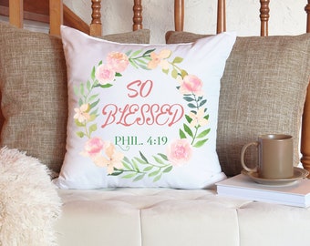 Blessed Christian Pillow, Faith Pillow, Farmhouse PIllow