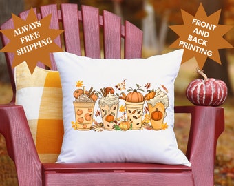 Pumpkin Spice Pillow, Cute Fall Pillow, Autumn Pillow, Gift for Coffee Lover, Christmas Gift