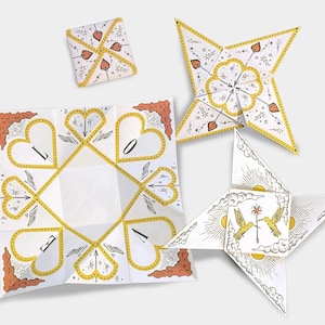 PLIK CYFROWY - Puzzle Portmonetka Walentynkowa, Vintage Ilustrowana Karta Serca Miłosnego DIY, Origami pdf, Karta do druku z samouczkiem na YouTube kol. Czerwony