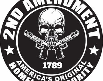 2nd Amendment America's Original Homeland Security Motorcycle Helmet Sticker Decal 2.5" H x 2.5" W