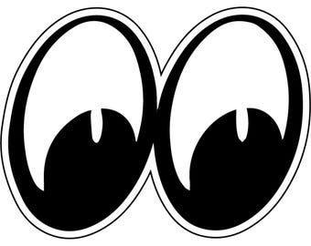 Moon Eyes Right Motorcycle Helmet Sticker Decal - 2.25" H x 3" W