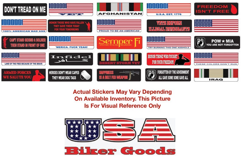 Popular Military Sayings Motorcycle Helmet Stickers - 25 Pack