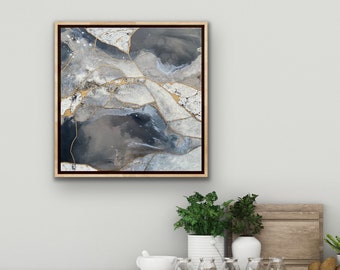 Abstract acrylic painting, in Kintsukuroi Kintsugi style, Modern art, Decoration CSbARTStudio