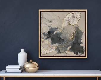 Abstract acrylic painting, in Kintsukuroi Kintsugi style, Modern art, Decoration CSbARTStudio