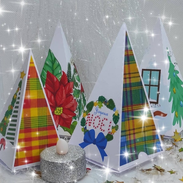 Lot de 10 boîtes en forme de cône thème Noël