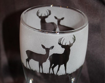 Deer Sandblasted Glassware
