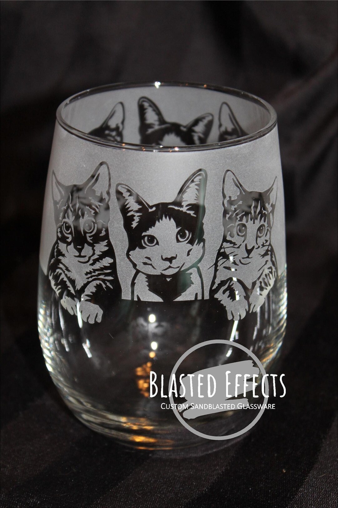3 Cats Sandblasted Glass - Etsy