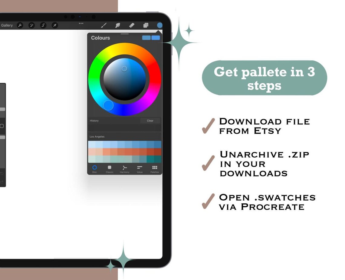 Procreate Color Palette Los Angeles Swatches Digital Etsy