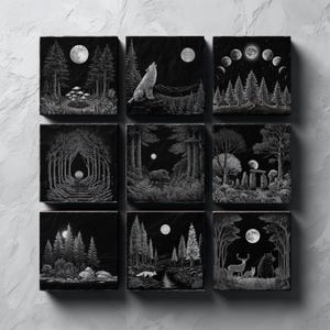 Wildlife Slate Coaster PNG Bundle: Laser Engraving Files (Digital Download