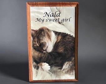 Personalized Pet Urn with Photo | Rosewood Keepsake Urn for Dog or Cat Ashes | Custom Pet Memorial Urn | Small Wooden Ashes Urn