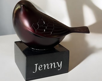 Personalized Antique Bronze Songbird Memorial Keepsake Urn| Memorial Urn