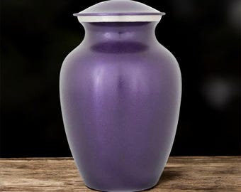 Violet Brass Pet Urn | Pewter Accent, Threaded Lid