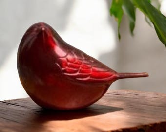 Crimson Songbird Brass Cremation Keepsake Urn