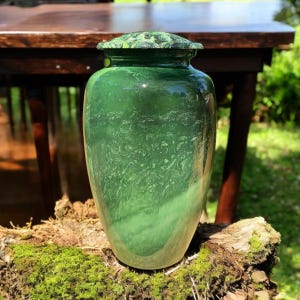Large Full Size Malachite Swirl Memorial Cremation Urn | Human Cremation Urn