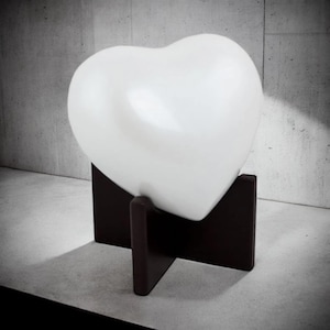 Heart-Shaped White Pet Urn with Metallic Shimmer | Engravable Cremation Memorial