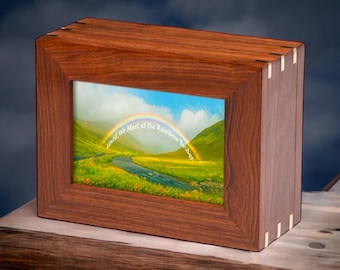 Rosewood Photo Frame Urn with Brass Accents – Pet Memorial Photo Frame Urn