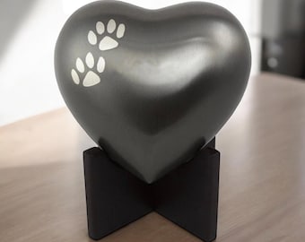 Heart Pet Urn with Paw Prints | Engraved Slate Memorial
