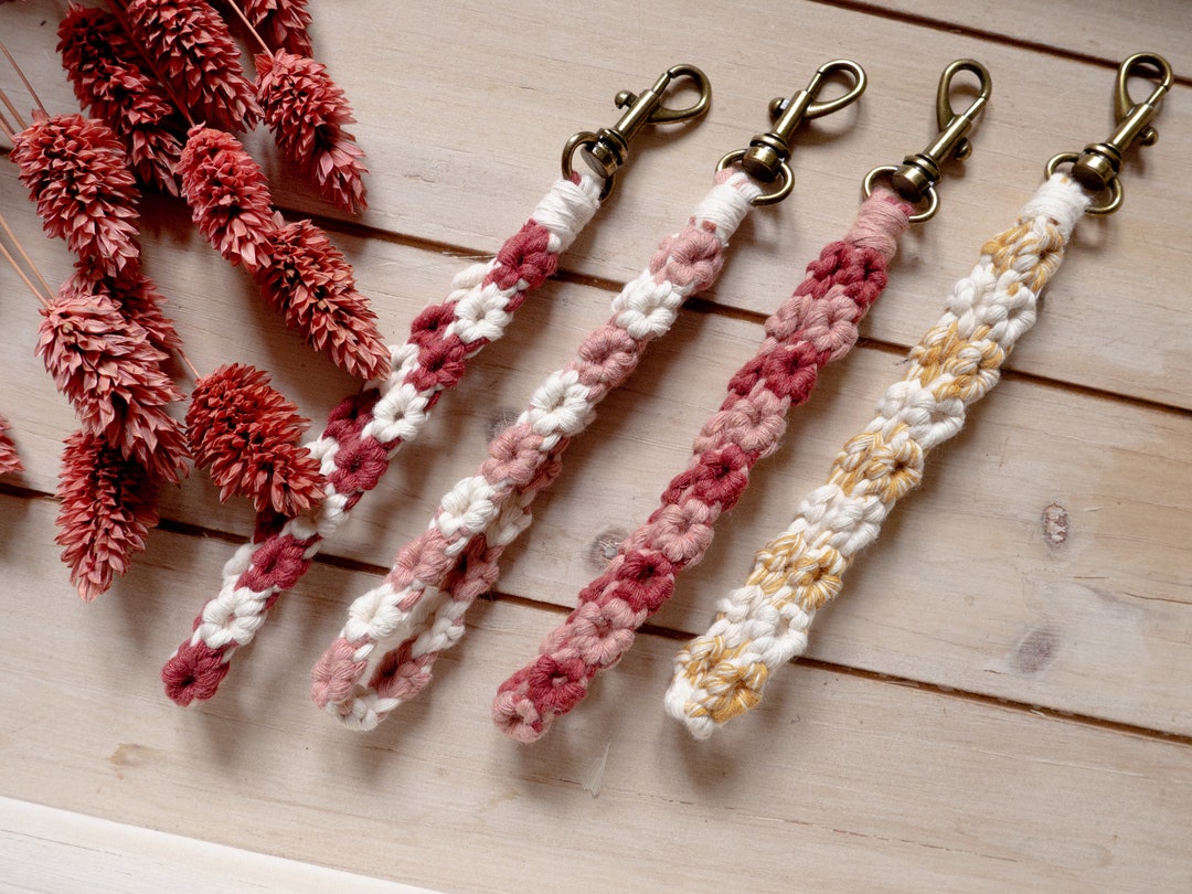 Mabor 3-tlg Macrame Handyband Set - Schlüsselanhänger Mit Patches In Weiß, Grau, Schwarz