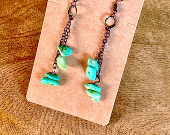 Teal Beaded Dangle Earrings | Natural Jewelry | Teal Boho Earrings | Country Inspired | Dangle Jewelry | Teal Jewelry | Country Earrings