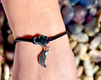 Black Suede Knot Bracelet with Charm | Boho Inspired | Country Living | Essential Oil Diffuser Jewelry | Natural Bracelet