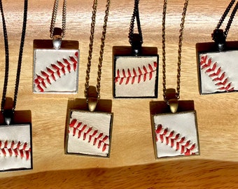 Baseball Necklace | Sports jewelry | Softball Necklace | Sport Gift | Team Gifts | Leather Baseball