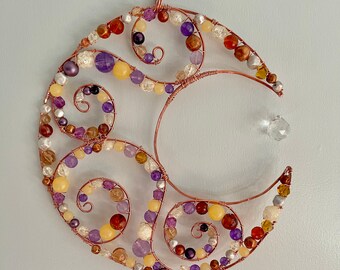 Crescent Moon Suncatcher | Prism Suncatcher | Crescent Moon Wall Hanging | Boho Decor | Wall Art