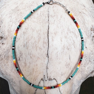 western serape seed bead necklace/choker