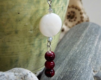 Comète - Pendant d'oreille, perles verre, perle nacre, légère
