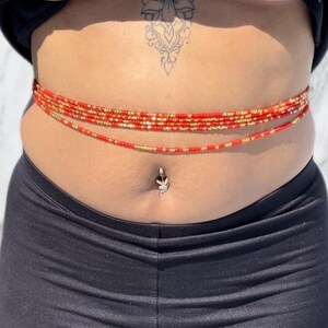 Frosted Red Tie On Waistbeads